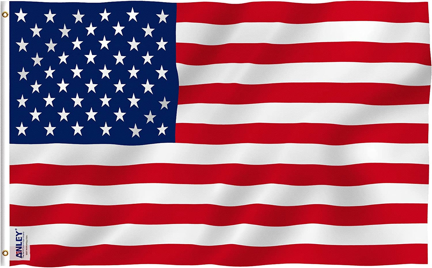 American US Flag: Vibrant Colors, UV Fade-Resistant, 3x5 Foot Size, Sturdy Canvas Header, and Double Stitched