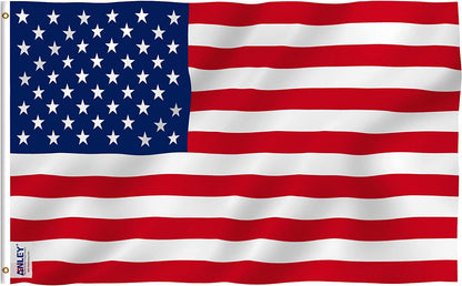 American US Flag: Vibrant Colors, UV Fade-Resistant, 3x5 Foot Size, Sturdy Canvas Header, and Double Stitched